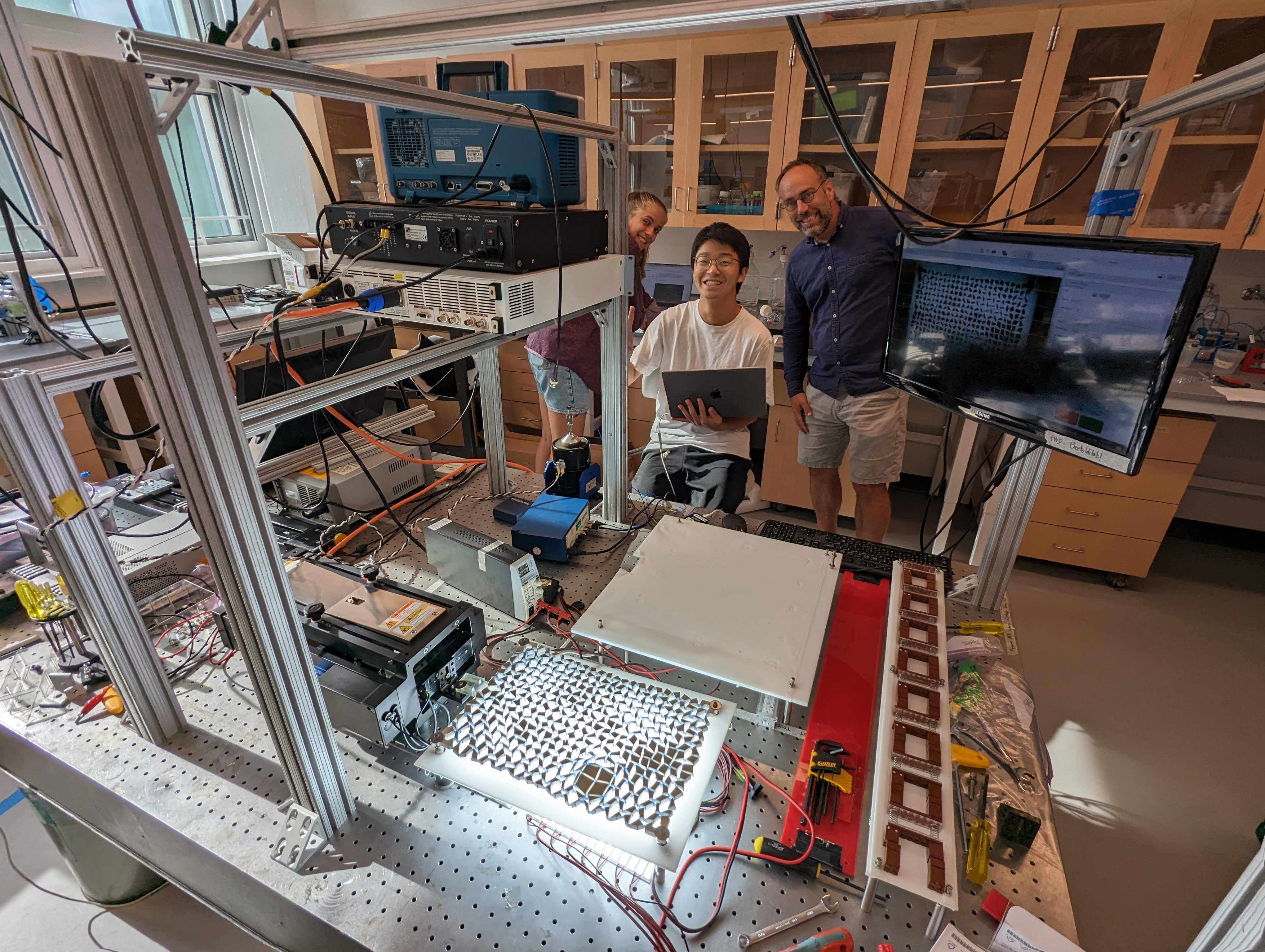 A close-up of a high-tech material surface.